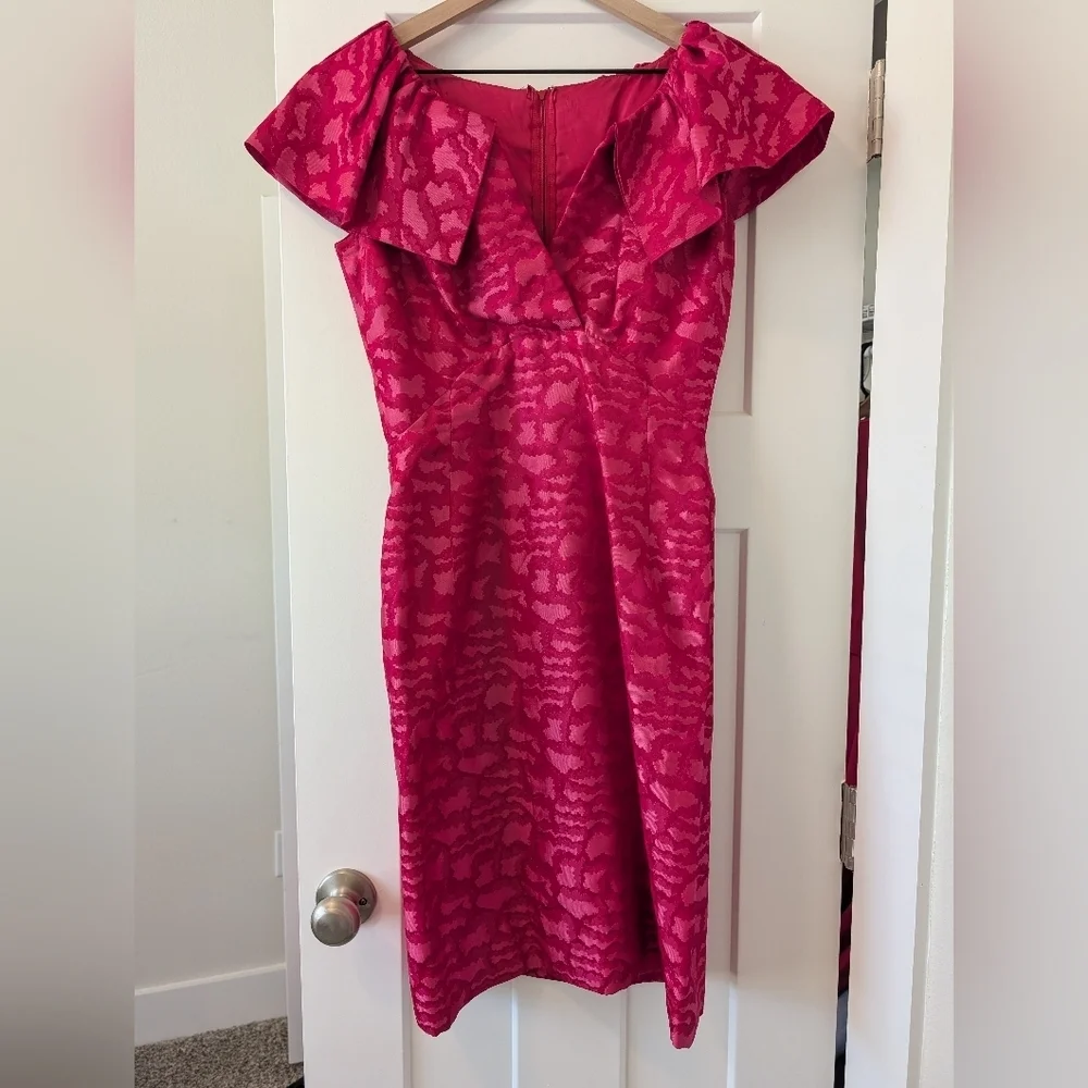 1960s Vintage Mitzi Marlow Mrs. Maisel Dress and Coat Jacket Hot Pink Taffeta - Picture 4 of 10